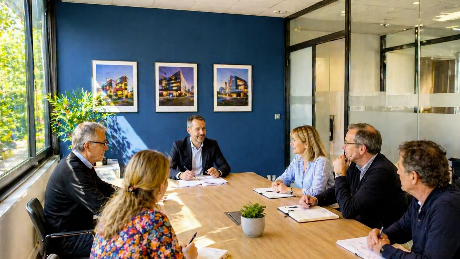 séance d'élaboration d'un plan de rénovation avec les principaux décideurs chez Galland