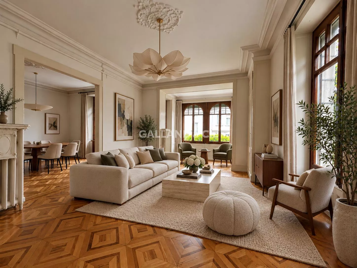 Grand 5.5 pièces, cachet architectural et jardin : Photo 1